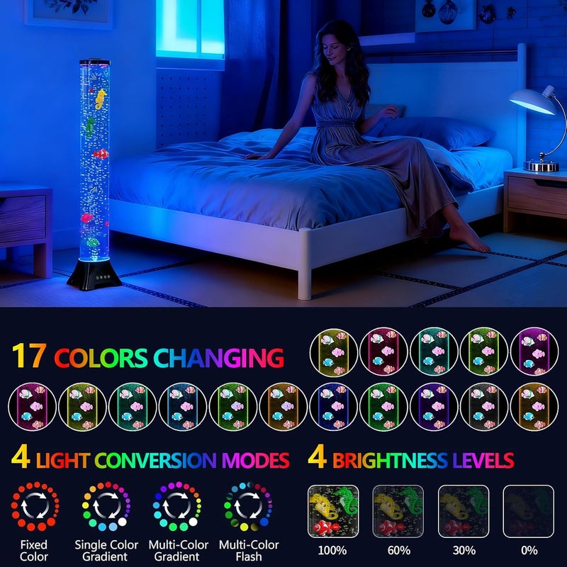 tuknuga Store Sensory Bubble Fish Tube Lamp,17 Color Remote Control, Aquarium Night Light Calming Relax, for Autistic ADHD, Alleviating Stress and Anxiety in Adults,Home Office Decor - Image 2